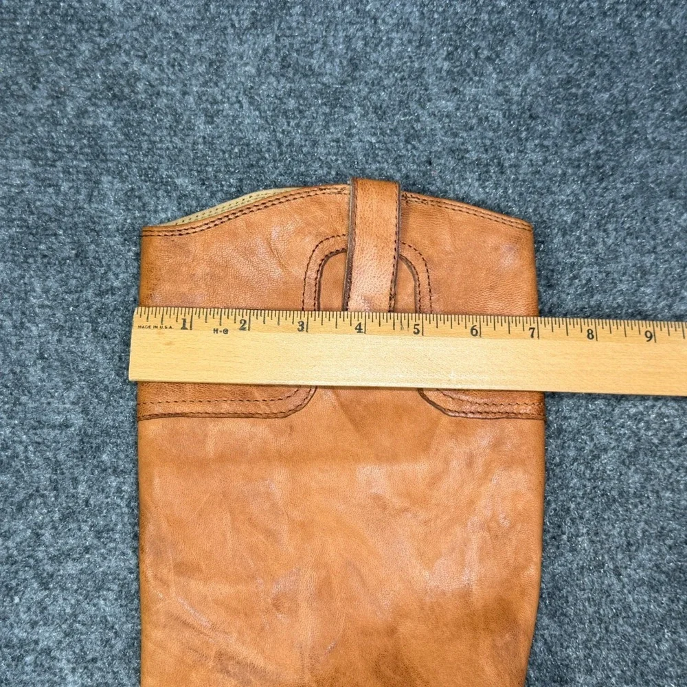 Frye Carson Tall Riding Boots Women's 6.5 Caramel Brown Leather Pull On Rustic